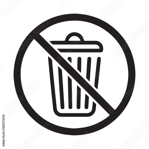 No trash can symbol indicating prohibition of waste disposal or littering in a clean environment
