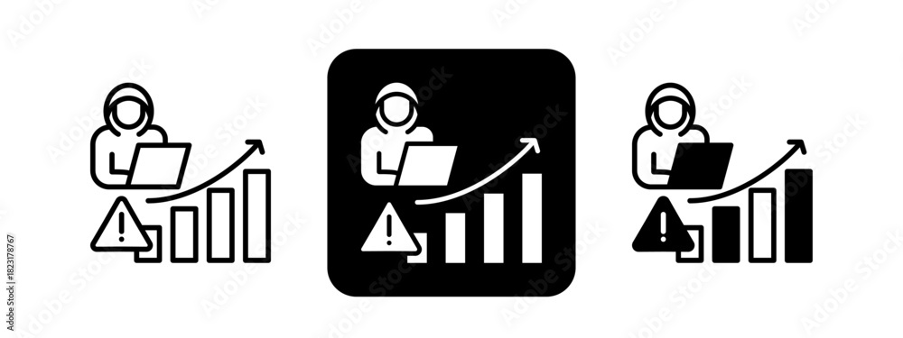 Fototapeta premium Growth Hacking Solid color and black line drawing vector illustration set