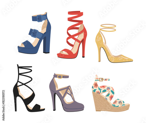 Women's high heel shoes set fashion footwear collection