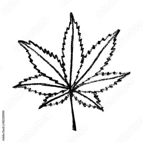 Hand drawn cannabis leaf Medicine marijuana Hemp leaves clipart in doodle style Single element for print, web, design, decor