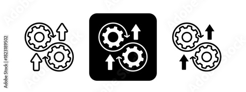 Continuous Improvement  Solid color and black line drawing vector illustration set