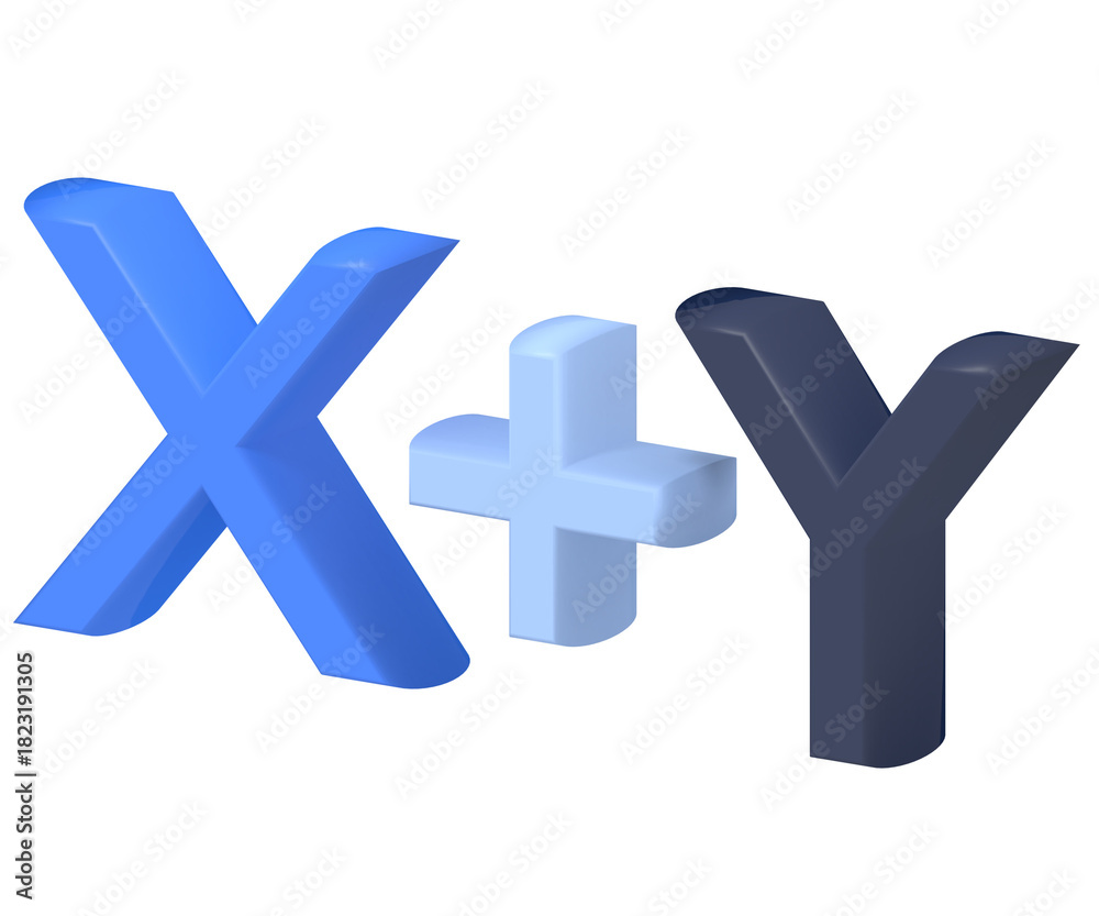 Obraz premium 3D letters X plus Y Math Equation icon
