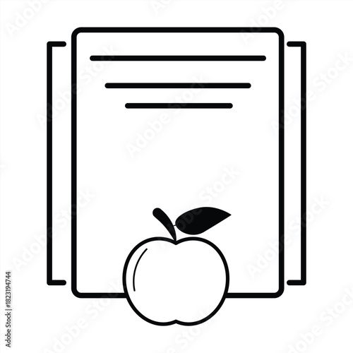 Diet plan icon with Clipboard and Apple, Healthy Eating Checklist Symbol, vector illustration