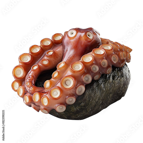 Realistic Octopus Tentacle on Rock on a transparent background