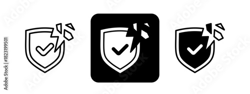 Trust  Solid color and black line drawing vector illustration set