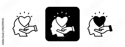 Empathy  Solid color and black line drawing vector illustration set