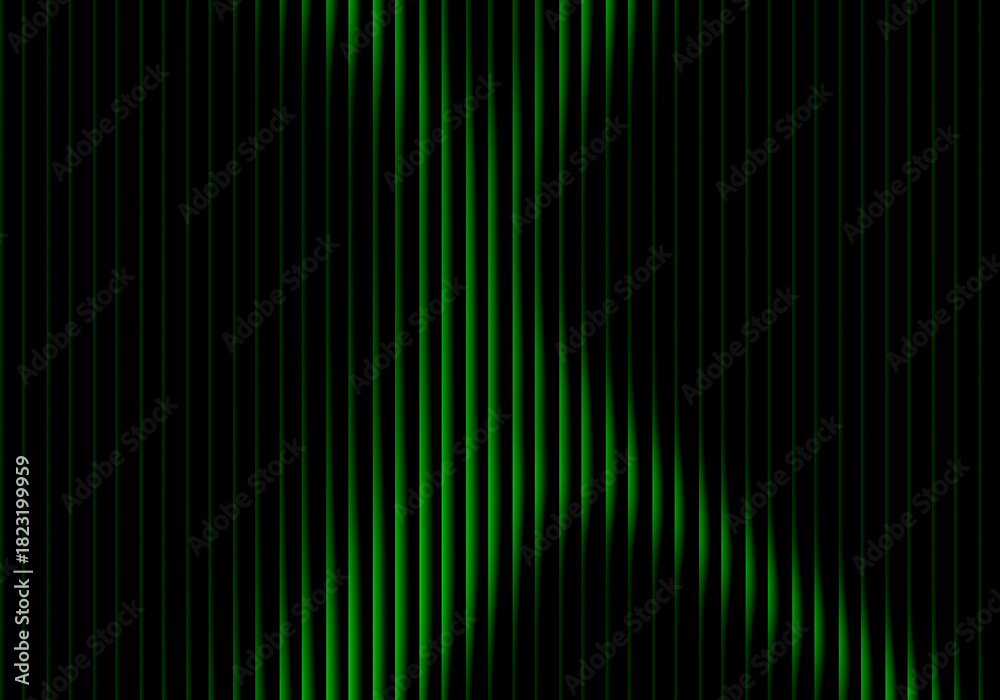 Obraz premium A dark background with vertical lines of varying green intensities creating an abstract pattern