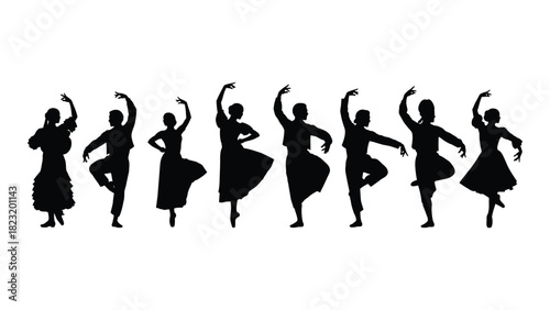 Dancing silhouettes collection isolated on white background, Vector