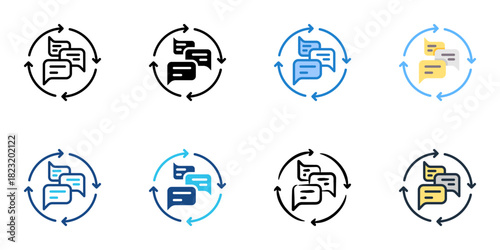 Feedback loop icon set multiple style collection vector illustration 

