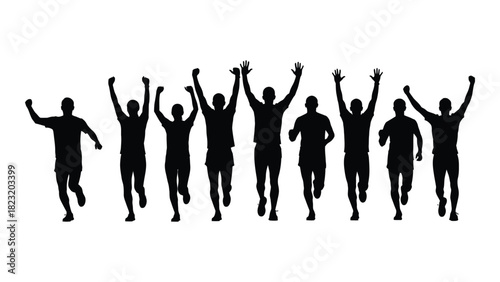 Running race victory silhouettes isolated on white background, Vector