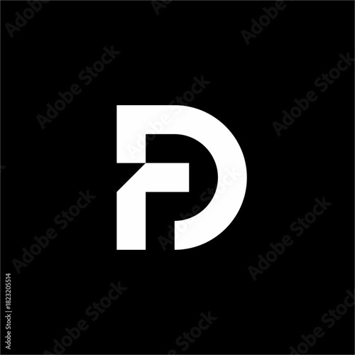 Sleek, futuristic FD or DF logo using negative space and continuous curves. Conveys flow and precision. Perfect for design studios or luxury brands.