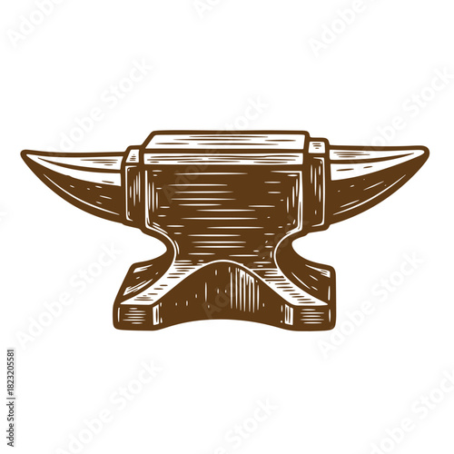 Detailed sketch of a classic anvil illustrating blacksmithing and industrial concepts