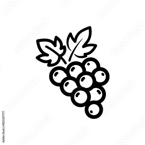 Grapes with leaves icon