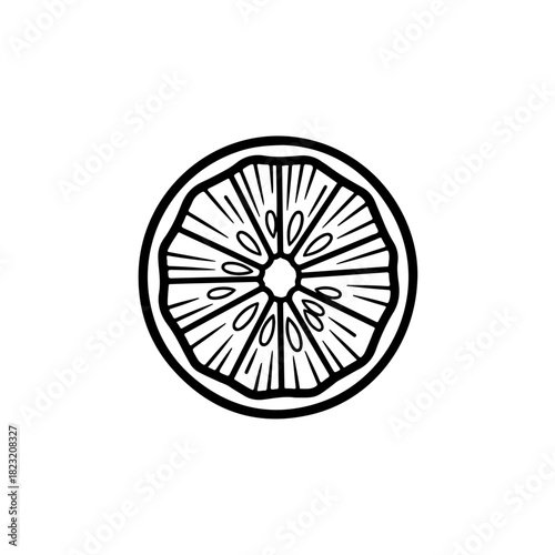 Black and white citrus slice icon