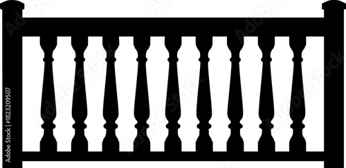 Black silhouette of a balcony railing 