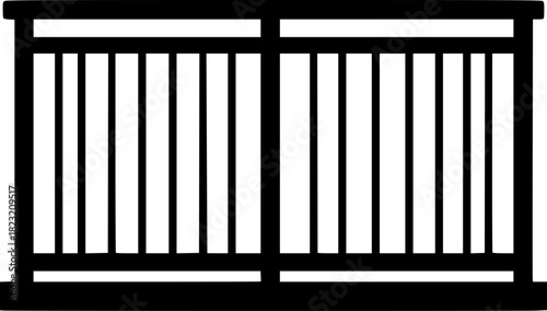 Black silhouette of a balcony railing 