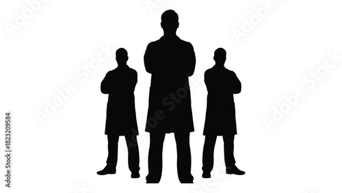 Medical team silhouette isolated on white background, Vector