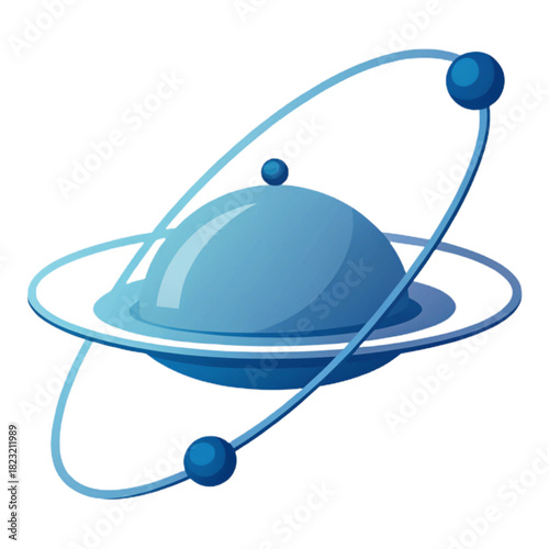 Whimsical futuristic food service concept with orbiting rings and a charming, cartoonish aesthetic, perfect for branding and innovative dining experiences