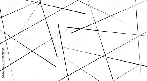 Abstract white background with random black lines, seamless random chaotic digital line business concept.