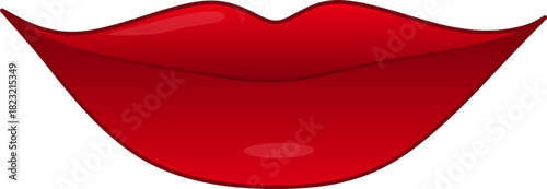 Glossy red lips icon with smooth gradient and clean outline. Perfect for beauty, makeup, lipstick, romance, Valentine graphics, stickers, and elegant design themes.