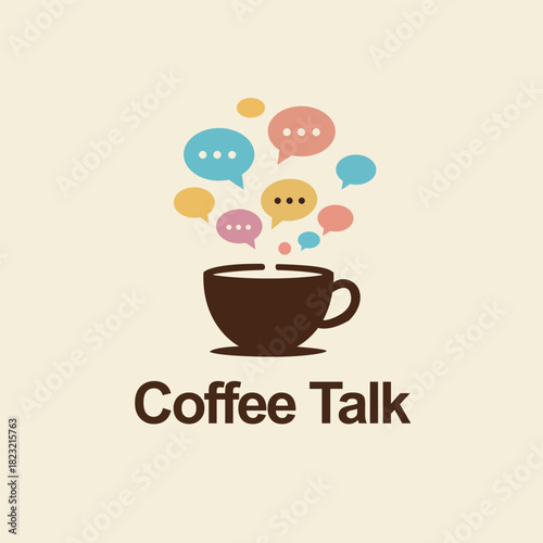 Coffee Talk Chat Bubbles Communication and Social Conversation Icon Vector logo template