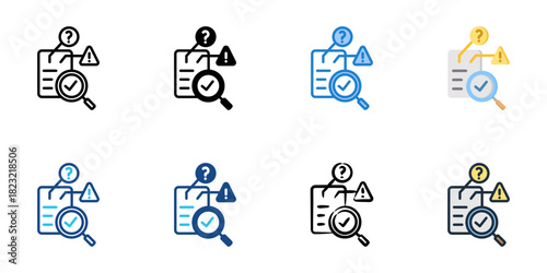Problem identification icon set multiple style collection vector illustration 
