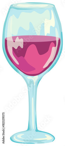 グラスに注がれたワインのイラスト ベクター素材