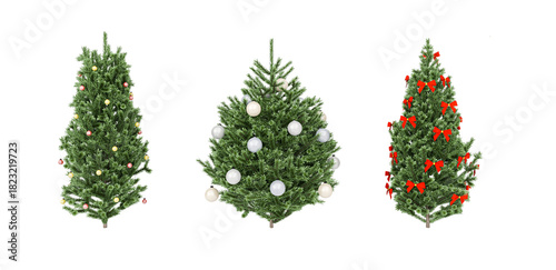 3d render collection christmas tree decoration