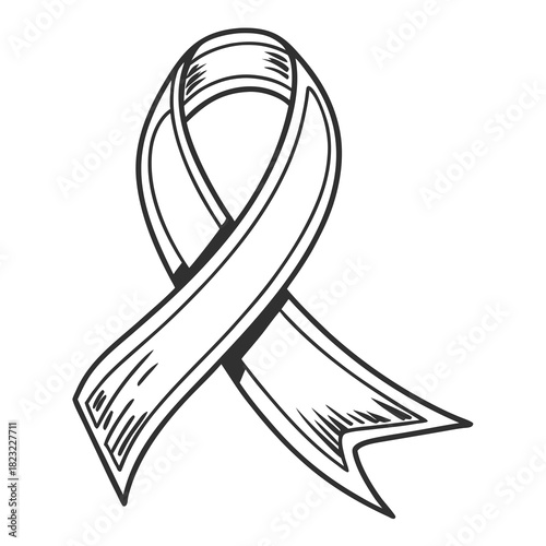 Simple hand drawn sketch of an awareness ribbon symbolizing support and hope for various causes and campaigns