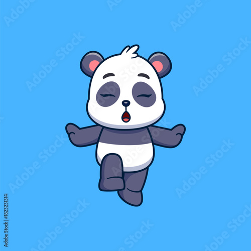 cute little panda dancing cartoon character