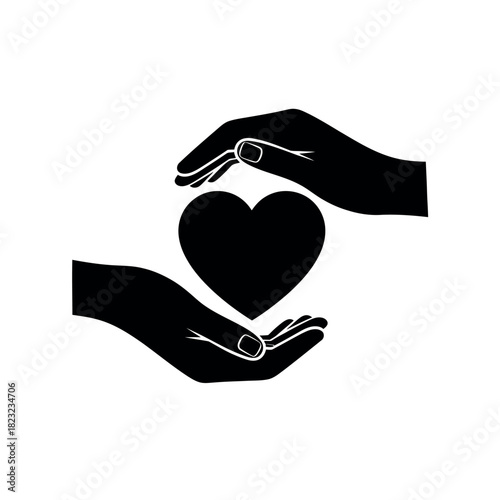 Hands Protecting Heart Symbol of Care.