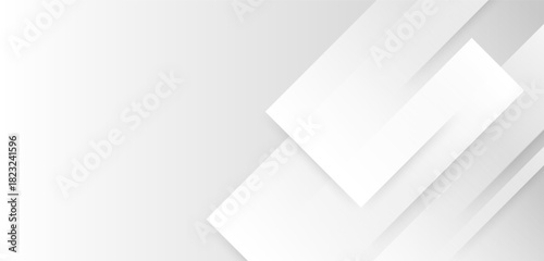 White abstract background with geometric block shapes and soft gradient layers.