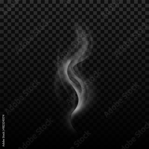 Smoke white steam, vapor or mist wavy flow, vector realistic overlay candle smoke effect, smoky cloud or gaze swirls