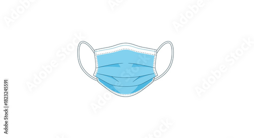 Medical surgical face mask illustration, a protective covering for nose and mouth for disease prevention and health care