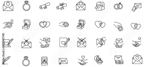 Romantic Icon Set: A Comprehensive Collection of Love and Commitment Symbols