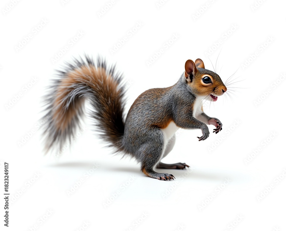 Obraz premium Eastern gray squirrel standing with bushy tail
