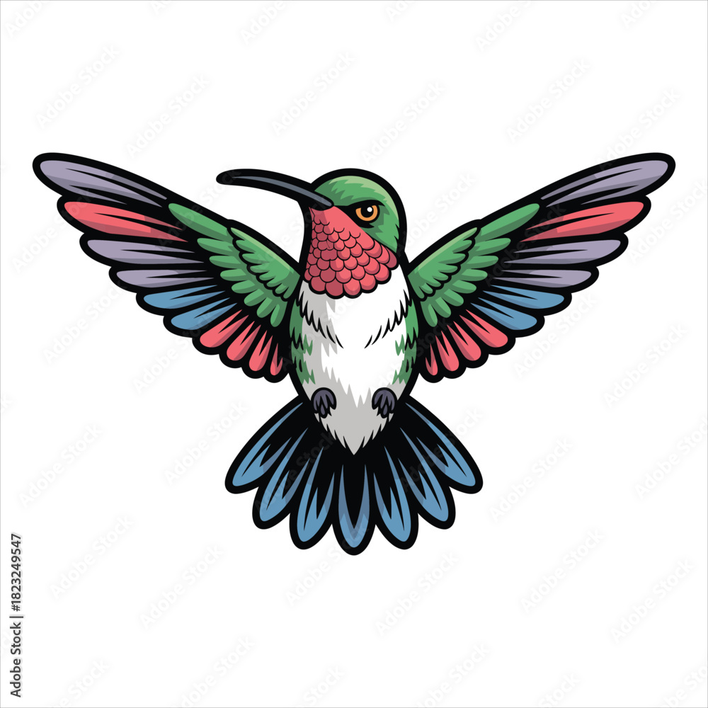 Obraz premium Colorful Hummingbird Mascot Logo Vector for Creative Branding and Identity
