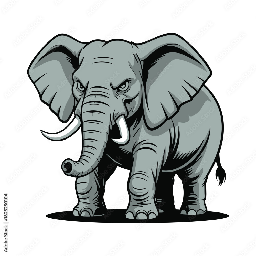 Fototapeta premium Powerful Elephant Mascot - Strong Mammoth Vector Art