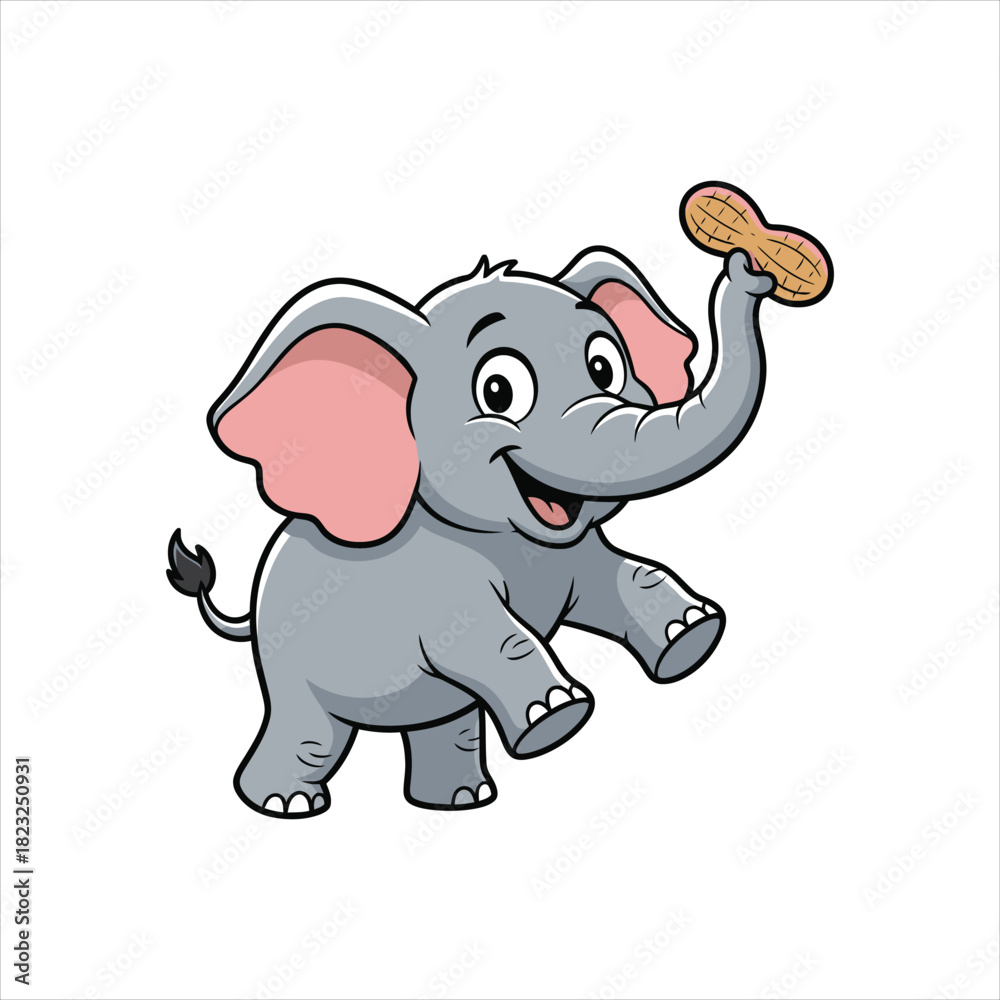Fototapeta premium Adorable Small Cartoon Baby Elephant Character Illustration