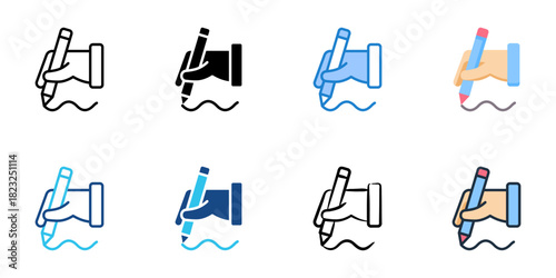 Writing icon set multiple style collection vector illustration 
