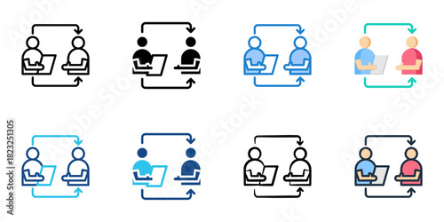Coaching and mentoring icon set multiple style collection vector illustration 
