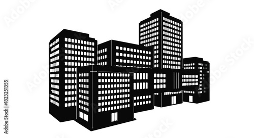 Modern city skyline with illuminated high-rise buildings at night