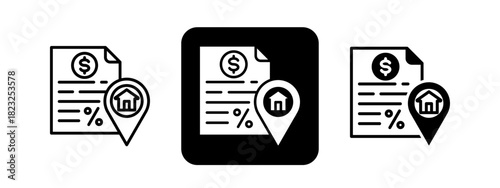 Residency  Solid color and black line drawing vector illustration set