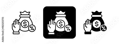 Avoidance  Solid color and black line drawing vector illustration set