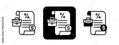 Payroll  Solid color and black line drawing vector illustration set