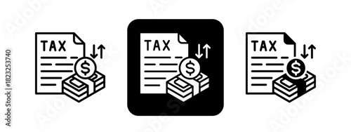 Taxable  Solid color and black line drawing vector illustration set