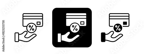 Tax Credit  Solid color and black line drawing vector illustration set