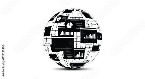 Global network of digital data visualization and analytics on a spherical display