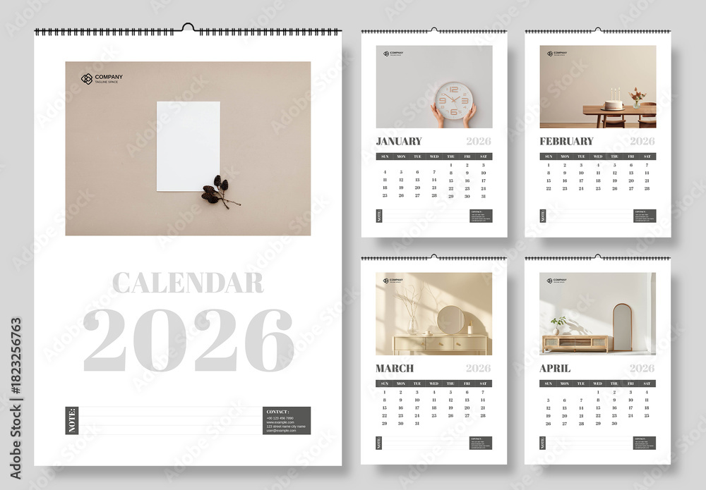 Minimal Calendar Template 2026 Stock Template | Adobe Stock