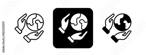 Environment  Solid color and black line drawing vector illustration set